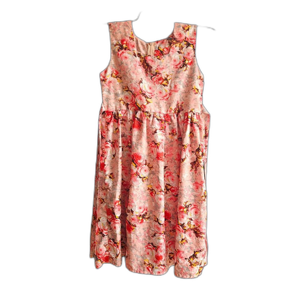 Lovely Pink Floral Sleeveless A-Line Dress - Girls/Junior Size